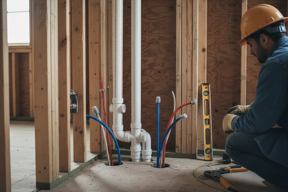 Drain and supply rough-in during Leak Detection in Bringhurst
